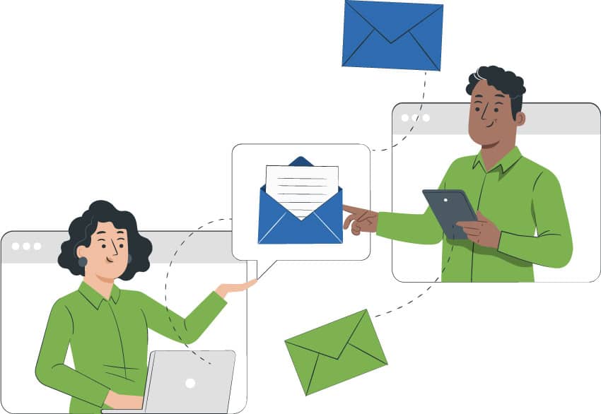 Illustration of one user sending feedback & one user receiving feedback through the observe4success platform